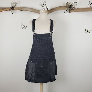 Candies 90s pleated overall denim dress